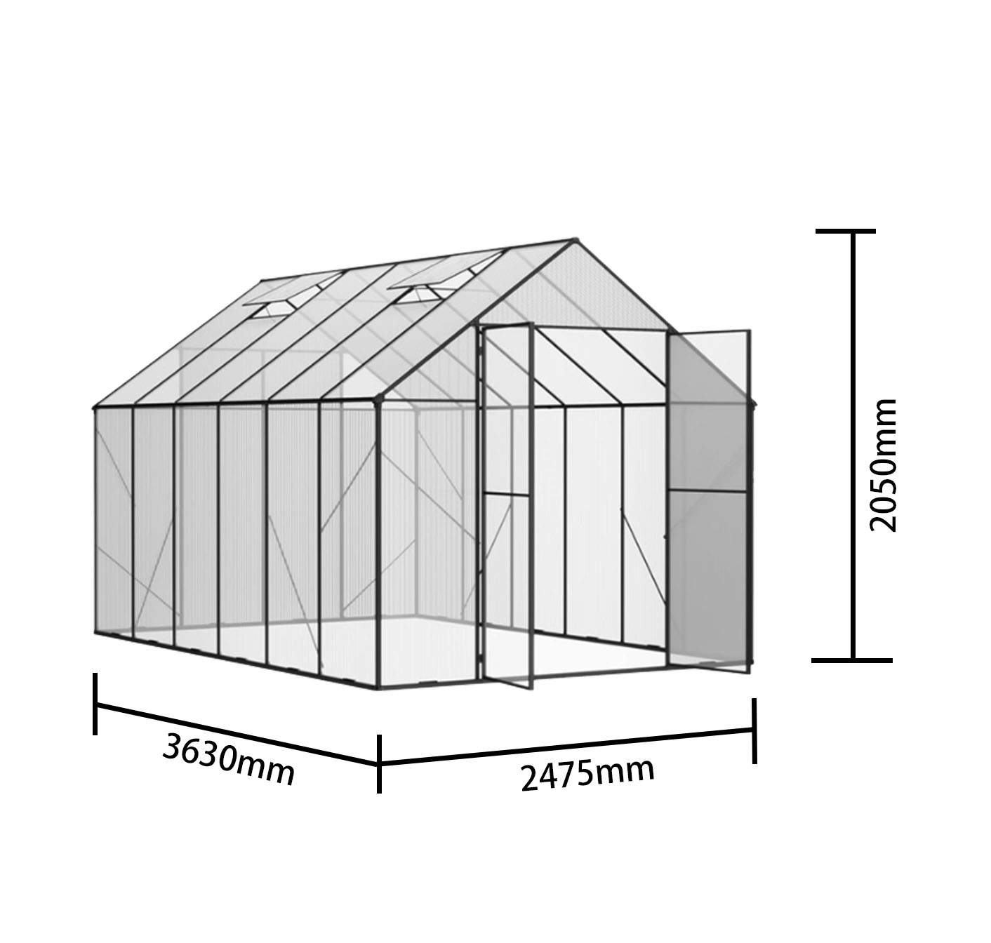 metal greenhouse measurement8x12