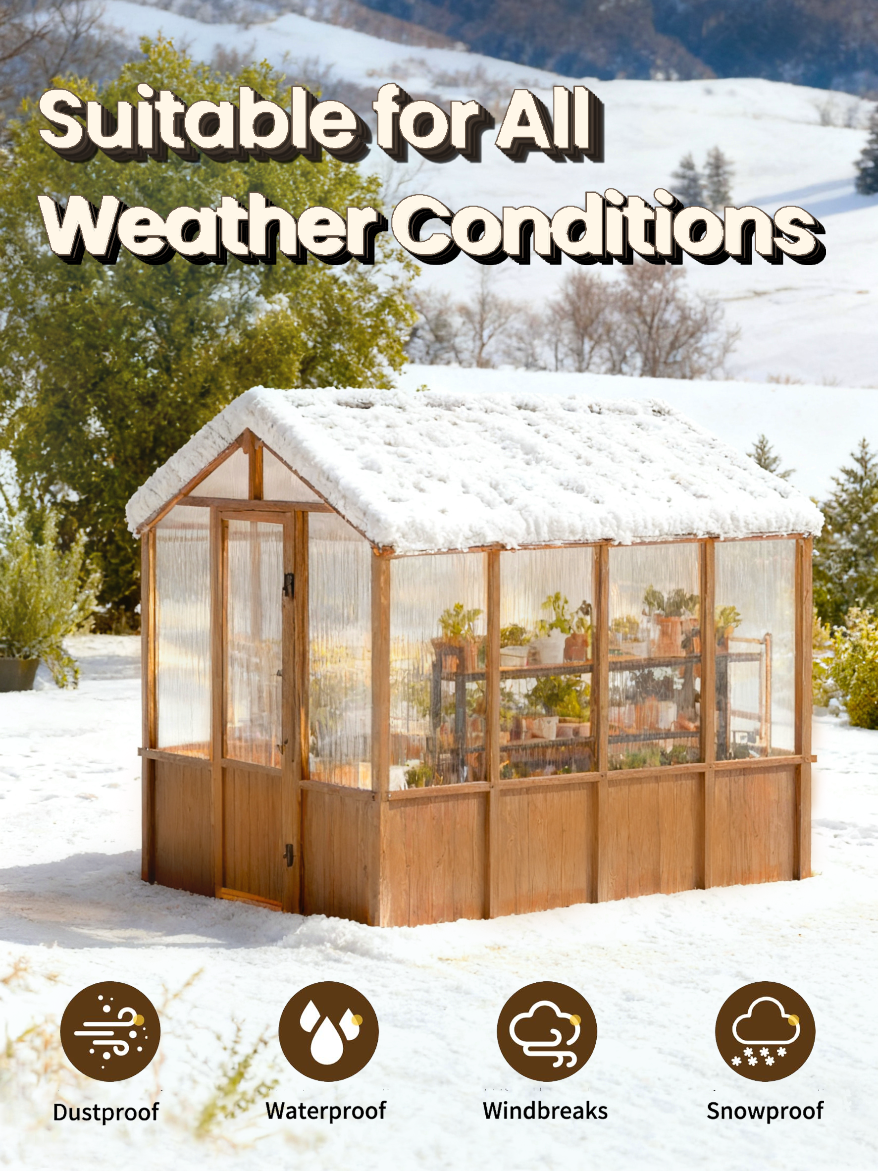 wooden greenhouse weather condition