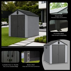 Backyard Blend Plastic Storage Shed - Heavy Duty Plastic Shed with Floor