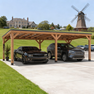 Wooden Gazebo carport double parking space